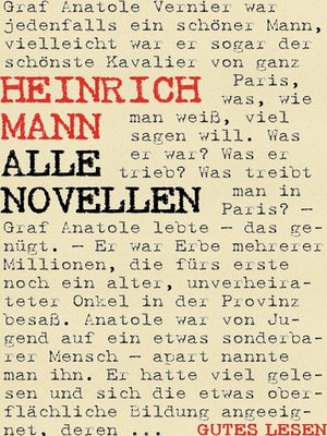 cover image of Heinrich Mann--Alle Novellen